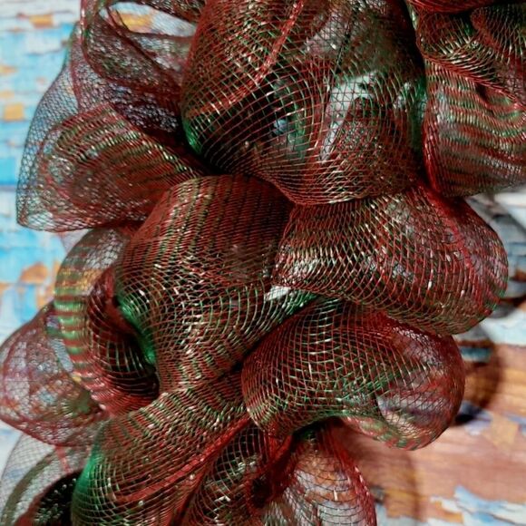 Candy Cane Wreath Green & Red Winter Christmas Wreath - Picture 2 of 6